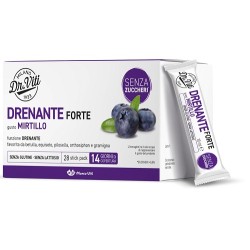 Confezione da 20 stick di Marco Viti Drenante Forte Gusto Mirtillo, integratore per il drenaggio dei liquidi corporei.